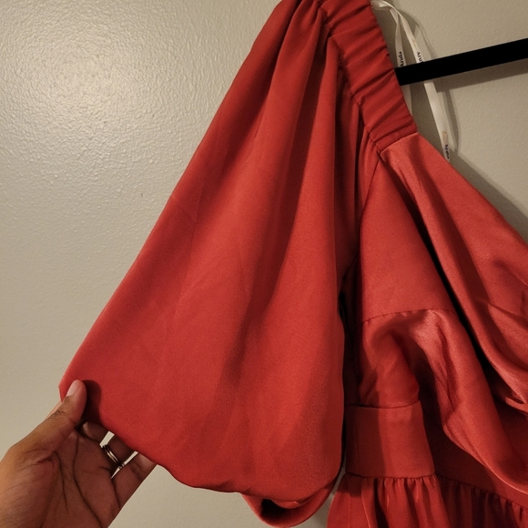 Arula Womens Red Boho Romantic Puff Sleeve Christmas Mini Party Dress. XL - Picture 5 of 12